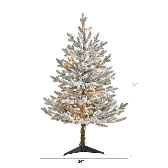 3ft. Pre-Lit Flocked Fraser Fir Artificial Christmas Tree with Warm White LED Lights